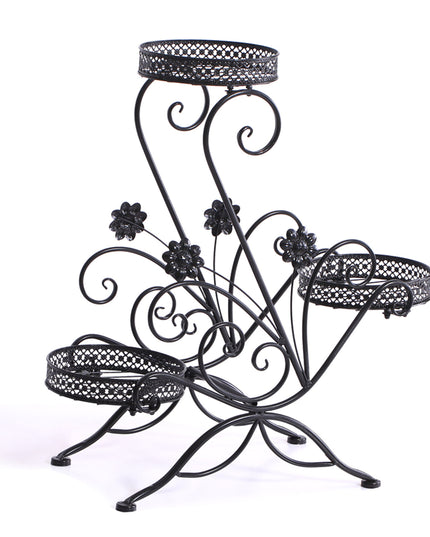 Levede Plant Stand Outdoor Indoor Metal Black-1973193797928095744
