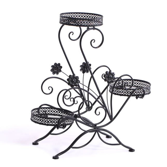 Levede Plant Stand Outdoor Indoor Metal Black-1973193797928095744