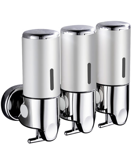 3 Bottles Bathroom Shower Soap Dispenser Silver-1973193874797105152