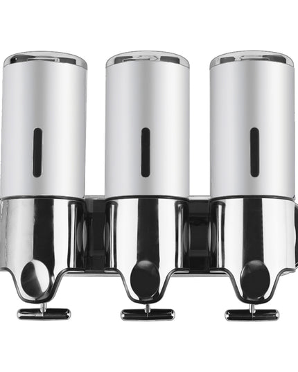 3 Bottles Bathroom Shower Soap Dispenser Silver-1973193874797105153