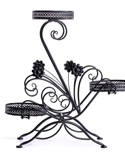 Levede Plant Stand Outdoor Indoor Metal Black-1973193797928095745
