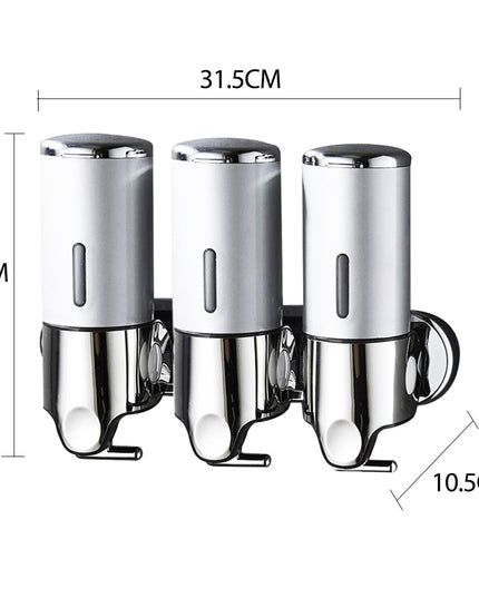 3 Bottles Bathroom Shower Soap Dispenser Silver-1973193874797105154