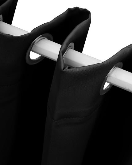 2x Blockout Curtains Panels 3 Layers Black-1975420489853702147