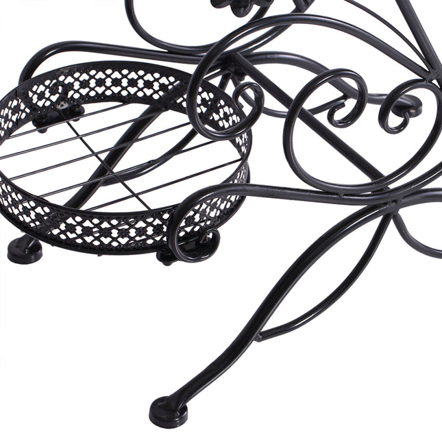 Levede Plant Stand Outdoor Indoor Metal Black-1973193797928095747