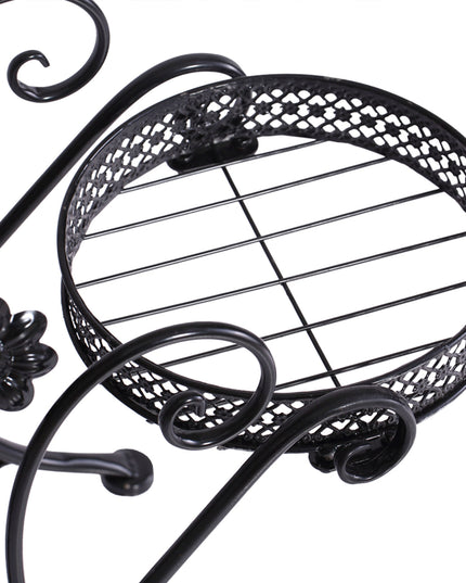 Levede Plant Stand Outdoor Indoor Metal Black-1973193797928095748