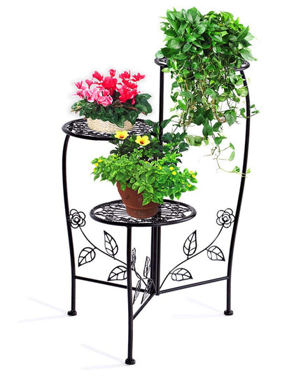 Plant Stand Outdoor Indoor Flower Pots Black-1973193772137320454