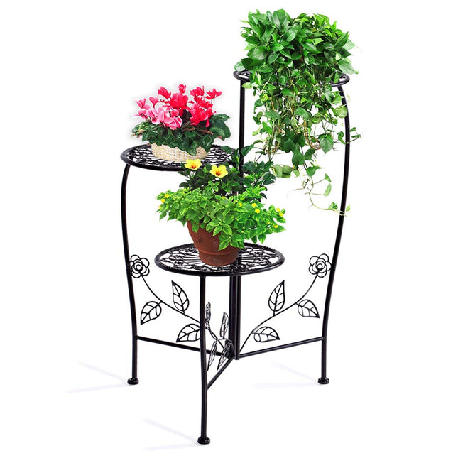 Plant Stand Outdoor Indoor Flower Pots Black-1973193772137320454