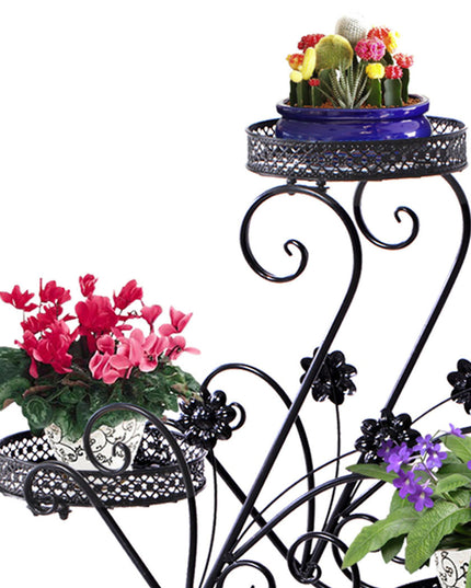 Levede Plant Stand Outdoor Indoor Metal Black-1975420369321988102