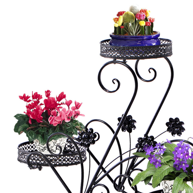Levede Plant Stand Outdoor Indoor Metal Black-1973193797928095750