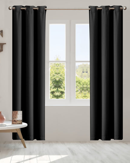 2x Blockout Curtains Panels 3 Layers Black-1973194062085361671
