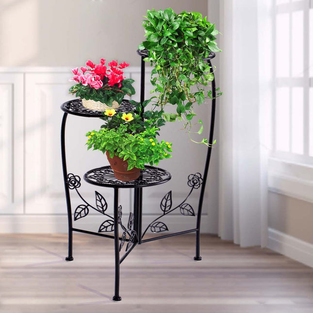 Plant Stand Outdoor Indoor Flower Pots Black-1973193772137320455