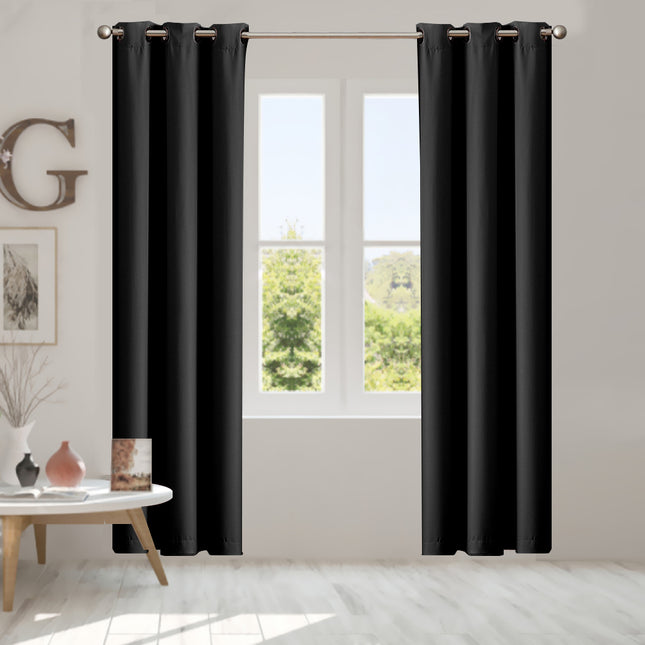 2x Blockout Curtains Panels 3 Layers Black-1975420489853702151