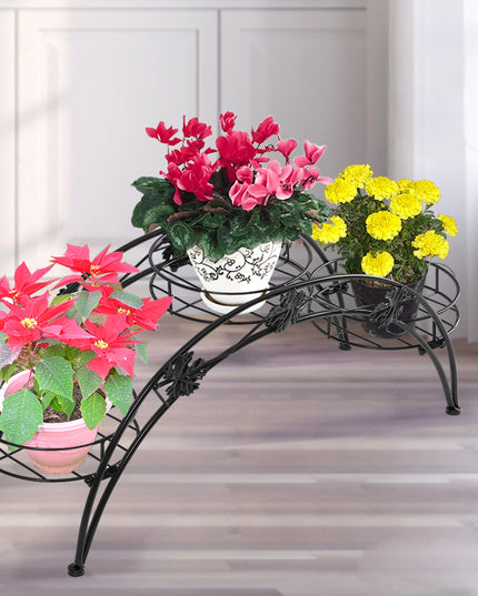 Levede Plant Stand Outdoor Indoor Metal Black-1975420374329987079