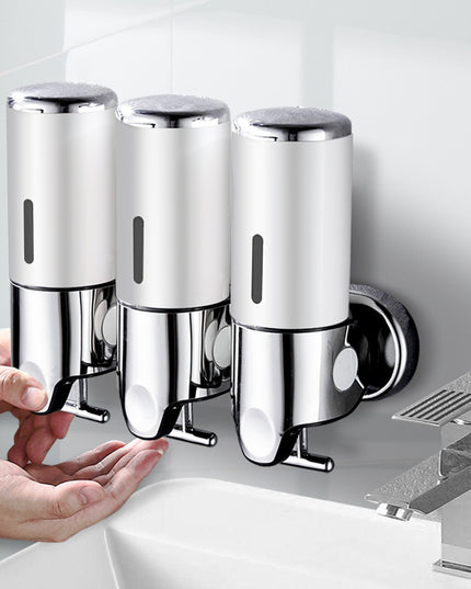 3 Bottles Bathroom Shower Soap Dispenser Silver-1973193874797105159