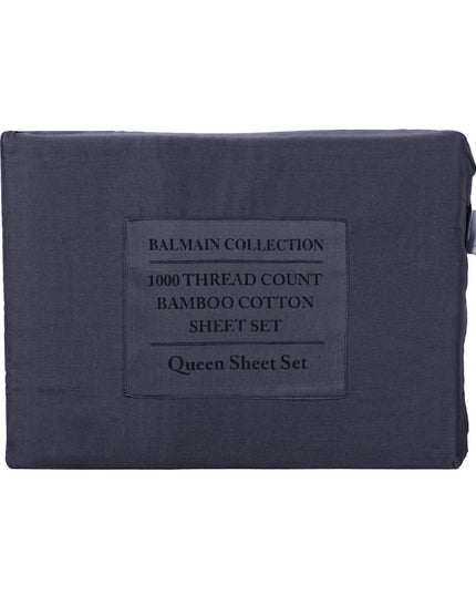 Royal Comfort - Balmain 1000TC Bamboo cotton Quilt Cover Sets (Queen) - Charcoal-1951134830041370631