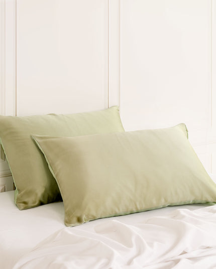 SILK PILLOW CASE TWIN PACK - SIZE: 51X76CM - Sage-1951134814539223040