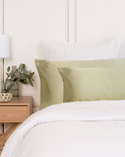 SILK PILLOW CASE TWIN PACK - SIZE: 51X76CM - Sage-1951134814539223041