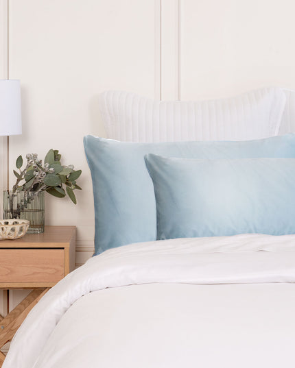 SILK PILLOW CASE TWIN PACK - SIZE: 51X76CM - Soft Blue-1951134815088676865