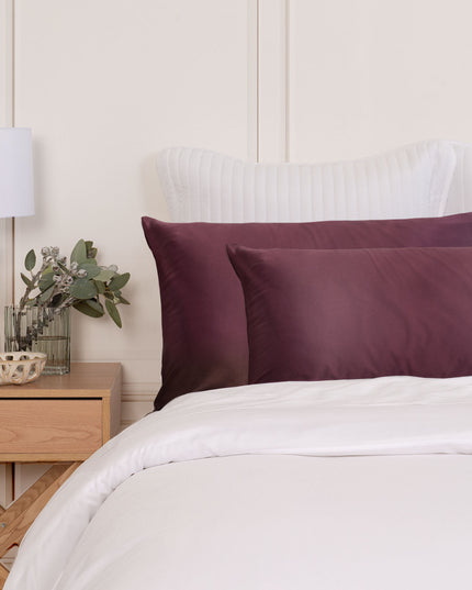 SILK PILLOW CASE TWIN PACK - SIZE: 51X76CM? - Malaga Wine-1951134815281614849