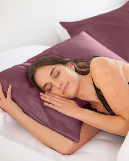 SILK PILLOW CASE TWIN PACK - SIZE: 51X76CM? - Malaga Wine-1951134815281614850