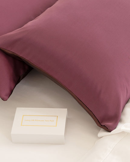 SILK PILLOW CASE TWIN PACK - SIZE: 51X76CM? - Malaga Wine-1951134815281614851