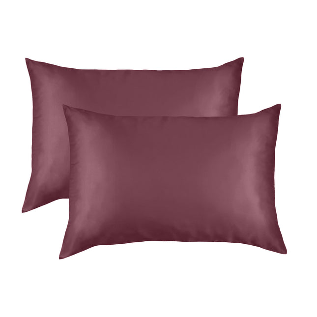 SILK PILLOW CASE TWIN PACK - SIZE: 51X76CM? - Malaga Wine-1951134815281614852
