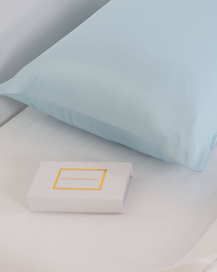 Pure Silk Pillow Case by Royal Comfort (Single Pack) - Soft Blue-1951134816229527554
