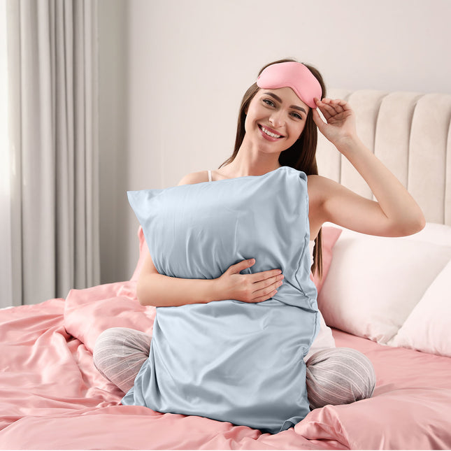 Pure Silk Pillow Case by Royal Comfort (Single Pack) - Soft Blue-1951134816229527556