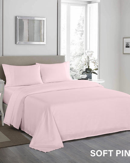Royal Comfort - 1200TC Ultrasoft 4 Pc Sheet Set - Queen - Soft Pink-1951134880846974981