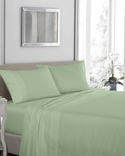 Royal Comfort - 1200TC Ultrasoft 4 Pc Sheet Set - King - Sage Green-1951134881031524353