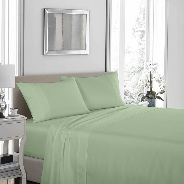 Royal Comfort - 1200TC Ultrasoft 4 Pc Sheet Set - King - Sage Green-1951134881031524353