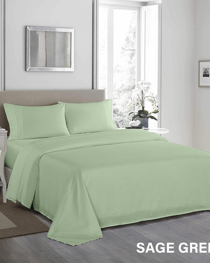 Royal Comfort - 1200TC Ultrasoft 4 Pc Sheet Set - King - Sage Green-1951134881031524357