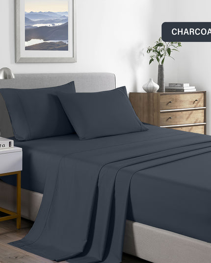 Royal Comfort Bamboo Cooling 2000TC Sheet Set - Single - Charcoal-1951134883975925764