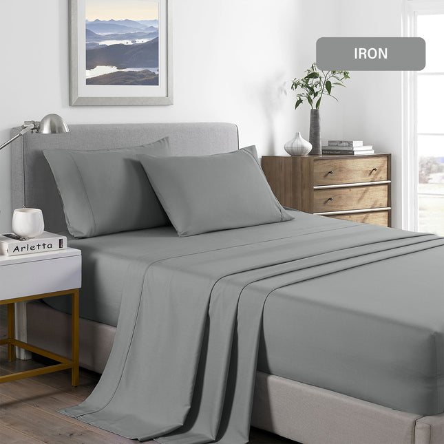 Royal Comfort Bamboo Cooling 2000TC Sheet Set Double - Mid Grey-1951134884546351108