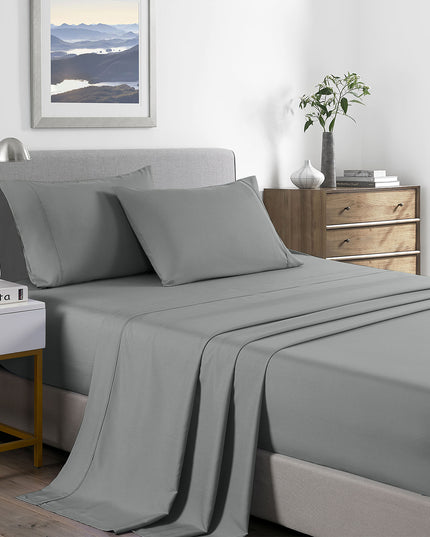Royal Comfort Bamboo Cooling 2000TC Sheet Set King - Mid Grey-1951134885951442944