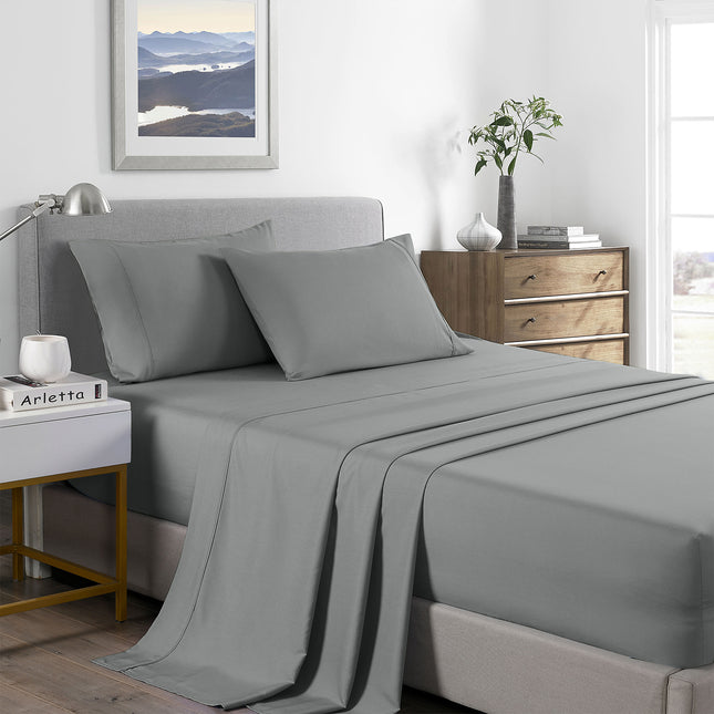 Royal Comfort Bamboo Cooling 2000TC Sheet Set King - Mid Grey-1951134885951442944