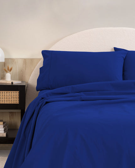 Royal Comfort Vintage Washed 100 % Cotton Sheet Set Single - Royal Blue-1951134886819663873