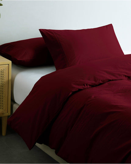 Royal Comfort Vintage Washed 100 % Cotton Quilt Cover Set Single - Mulled Wine-1951134831647789059
