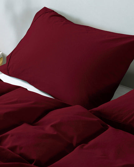 Royal Comfort Vintage Washed 100 % Cotton Quilt Cover Set Single - Mulled Wine-1951134831647789060