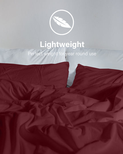 Royal Comfort Vintage Washed 100 % Cotton Quilt Cover Set Single - Mulled Wine-1951134831647789063