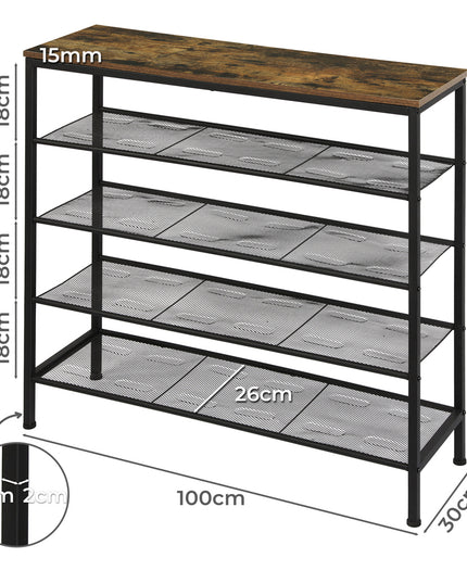 Levede 5-Tier Shoe Rack Storage Cabinet 100cm Wide-1975420510837805058
