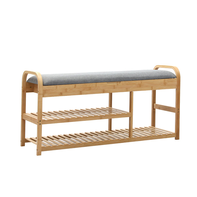Levede Bamboo Shoe Rack Bench Entryway Seat-1973193442720878592