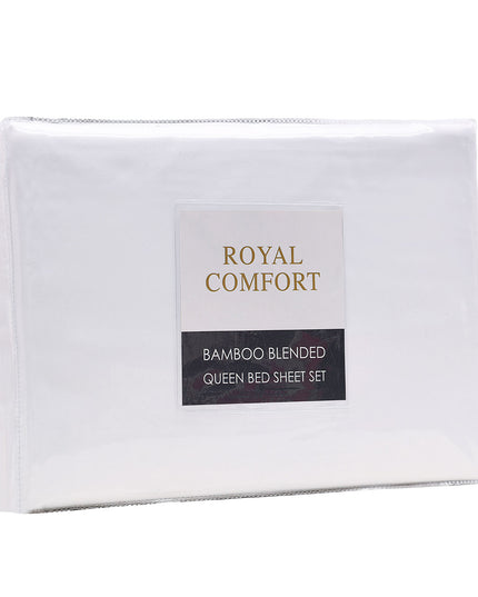 Royal Comfort Blended Bamboo Sheet Set White - Queen-1951134848420810754