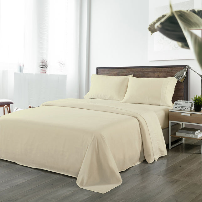 Royal Comfort Blended Bamboo Sheet Set Dark Ivory - Queen-1951134848613748736