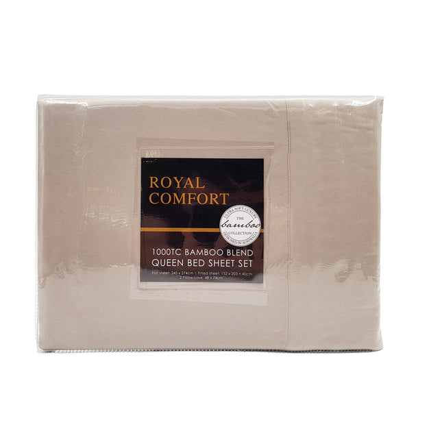 Royal Comfort Blended Bamboo Sheet Set Warm Grey - Queen-1951134848815075331