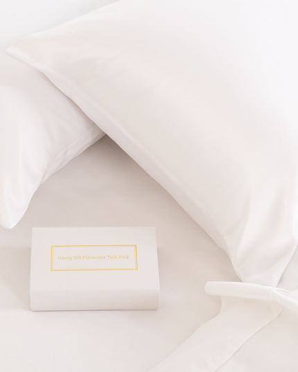 MULBERRY SILK PILLOW CASE TWIN PACK - SIZE: 51X76CM - WHITE-1951134812123303939