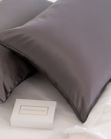 MULBERRY SILK PILLOW CASE TWIN PACK - SIZE: 51X76CM - CHARCOAL-1951134812672757763