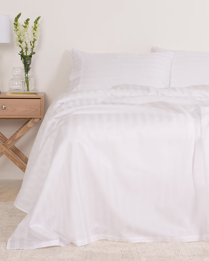KENSINGTON 1200TC COTTON SHEET SET IN STRIPE-DOUBLE - WHITE-1951134849624576001