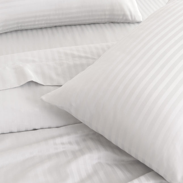KENSINGTON 1200TC COTTON SHEET SET IN STRIPE-DOUBLE - WHITE-1951134849624576003