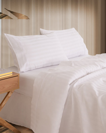KENSINGTON 1200TC COTTON SHEET SET IN STRIPE-QUEEN - WHITE-1951134850245332992